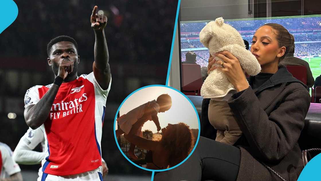 Thomas Partey, his partner Janine Mackson, Daughter, Alaia Partey, Arsenal midfielder, Ghanaian footballer, Thomas Partey's wife Thomas Partey, his partner Janine Mackson, Daughter, Alaia Partey, Arsenal midfielder, Ghanaian footballer, Thomas Partey's wife