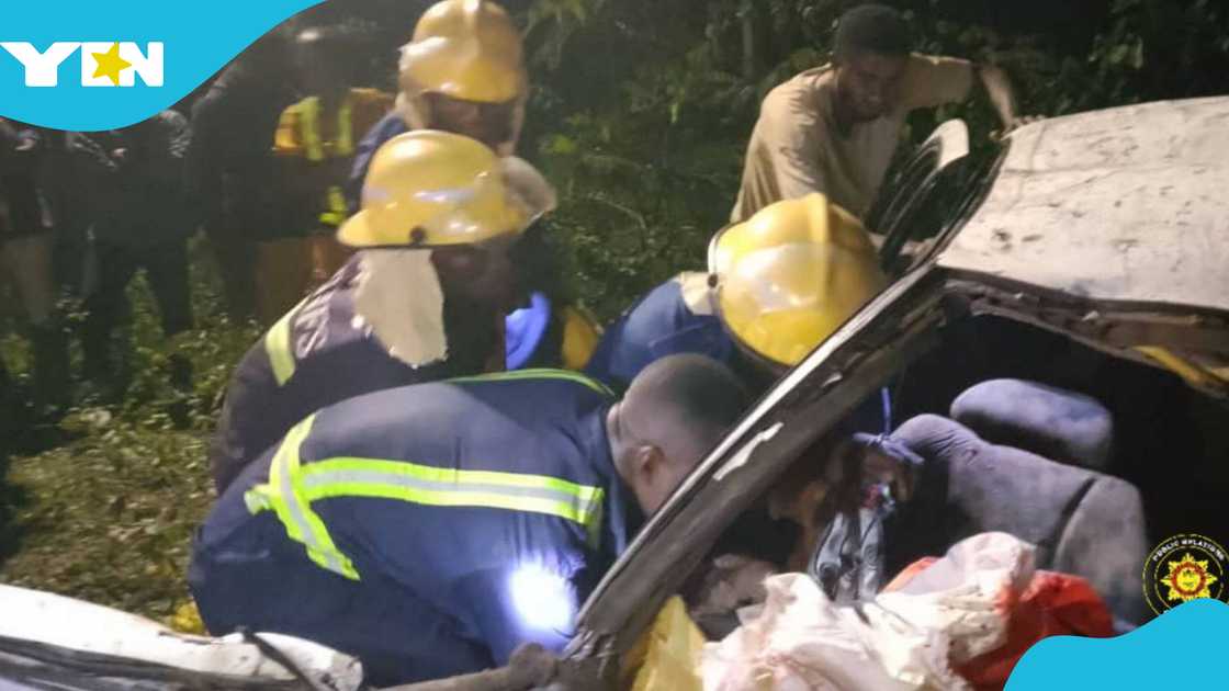 A road crash involving a VIP bus and a saloon car has led to the deaths of five persons at Tano-Odumase