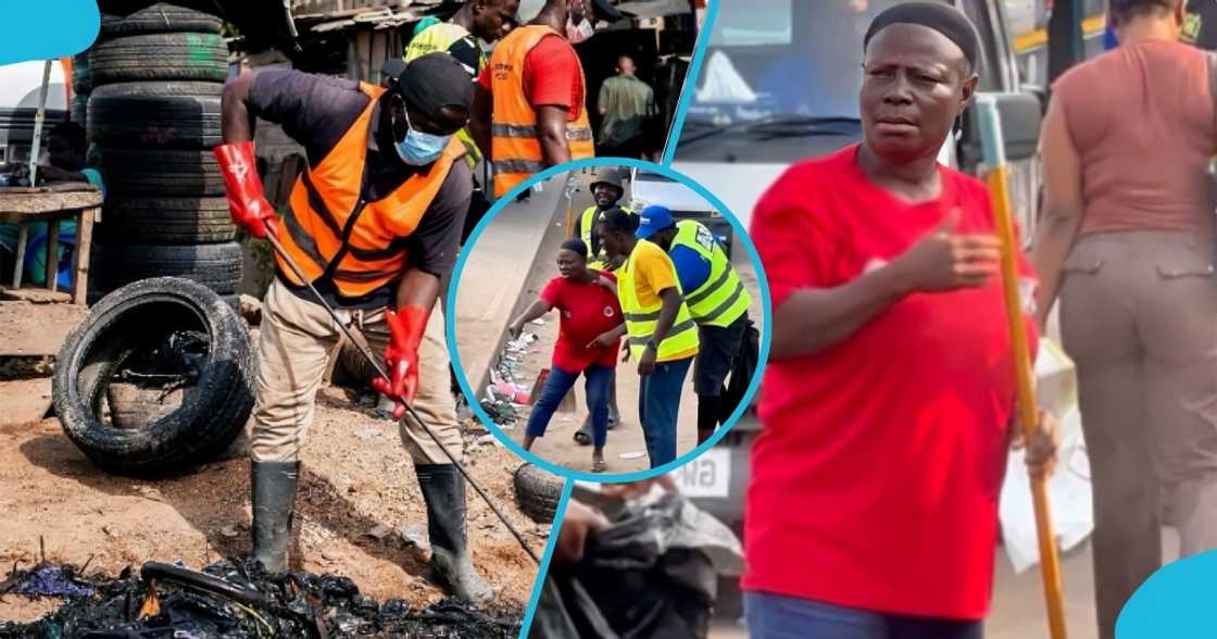 ghana, buzstopboys, buz stop boys, dumping dirt, ghana street, environmental sanitation, woman dumps rubbish on street