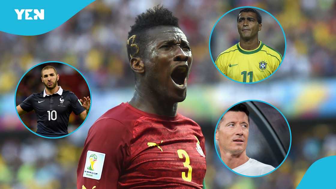 Asamoah Gyan, Robert Lewandowski, Karim Benzema Asamoah Gyan, Robert Lewandowski, Karim Benzema