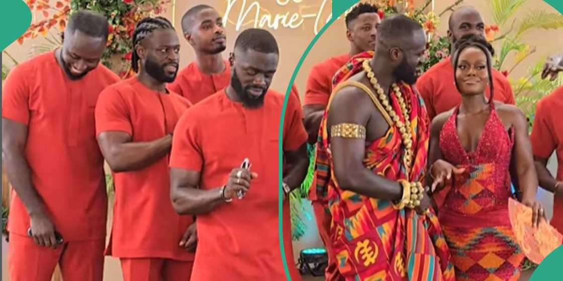 A couple and groomsmen rock classy outfits A couple and groomsmen rock classy outfits