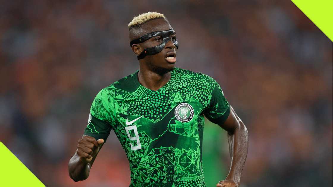 Victor Osimhen playing for Nigeria after AFCON 2023.