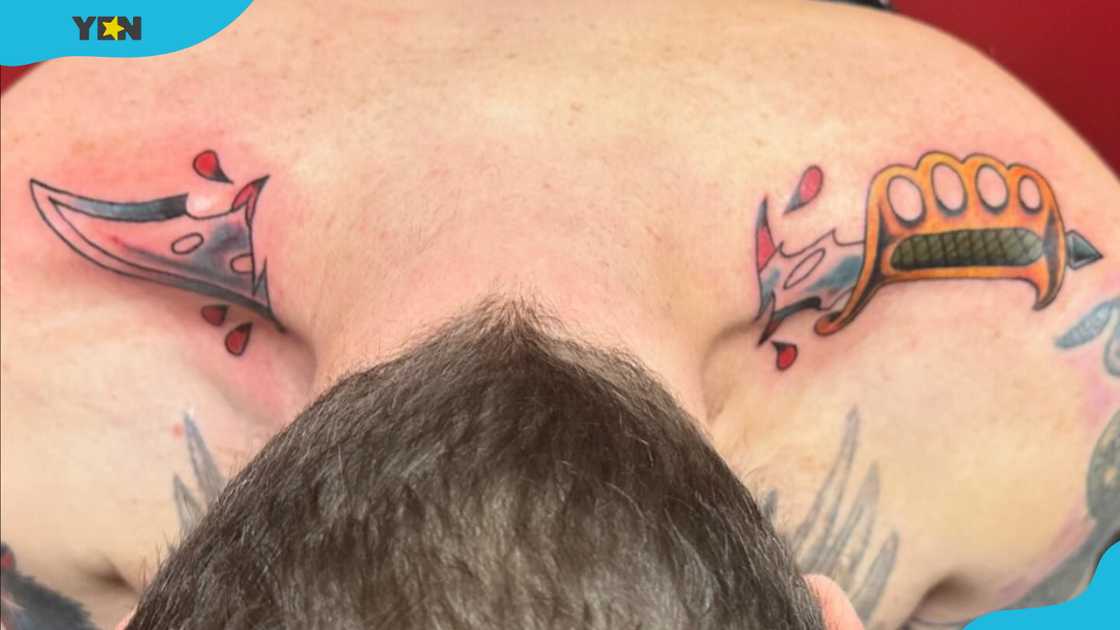 Knife through the neck tattoo