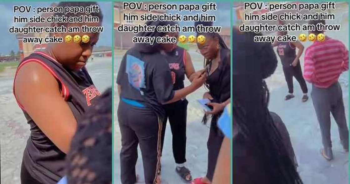 Lady destroys father's cake gift to side chick