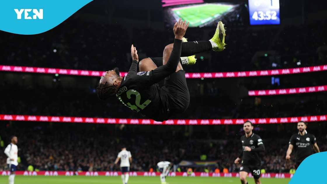 Antoine Semenyo, backflip celebration, Tottenham Hotspur, Manchester City, EFL Cup semi-final, Newcastle United, Pep Guardiola, goal celebration. Antoine Semenyo, backflip celebration, Tottenham Hotspur, Manchester City, EFL Cup semi-final, Newcastle United, Pep Guardiola, goal celebration.