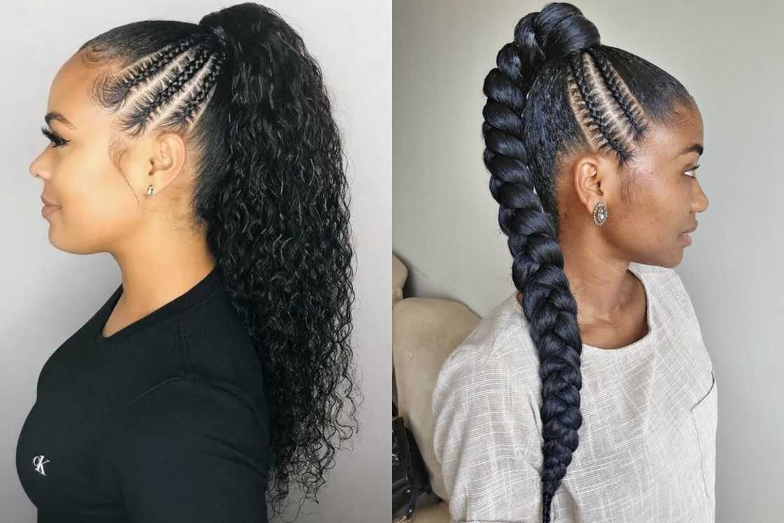 Side braids with gel styling Side braids with gel styling