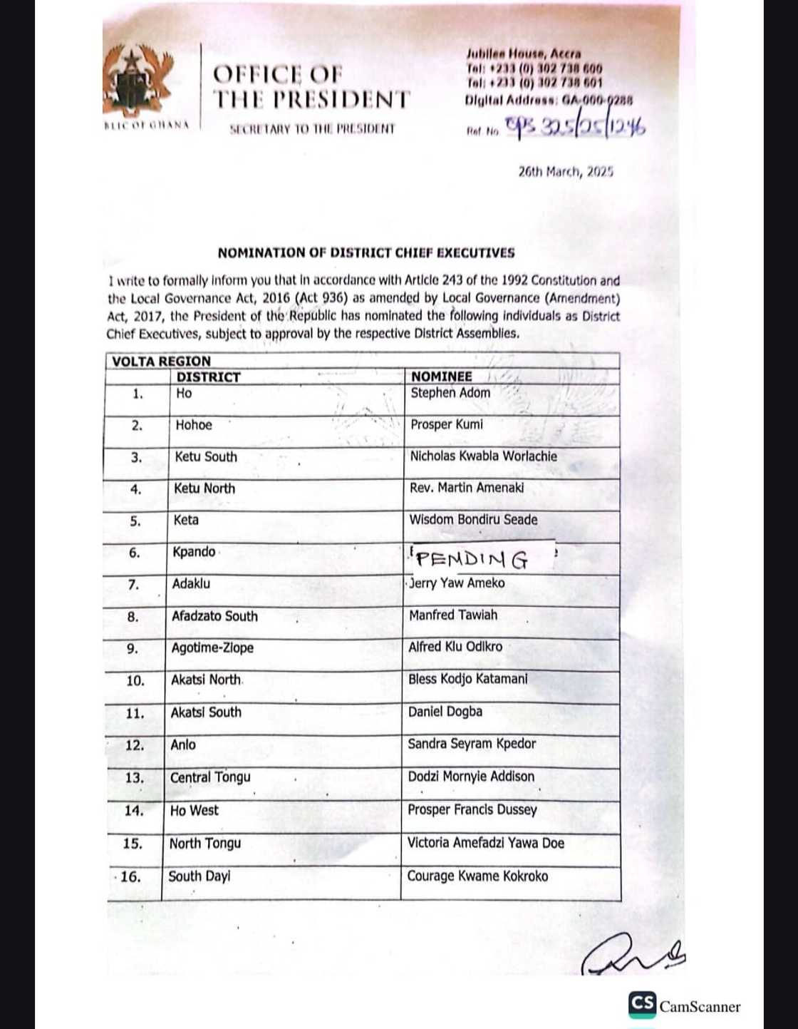 Mahama releases first batch of District Chief Executive nominees Mahama releases first batch of District Chief Executive nominees