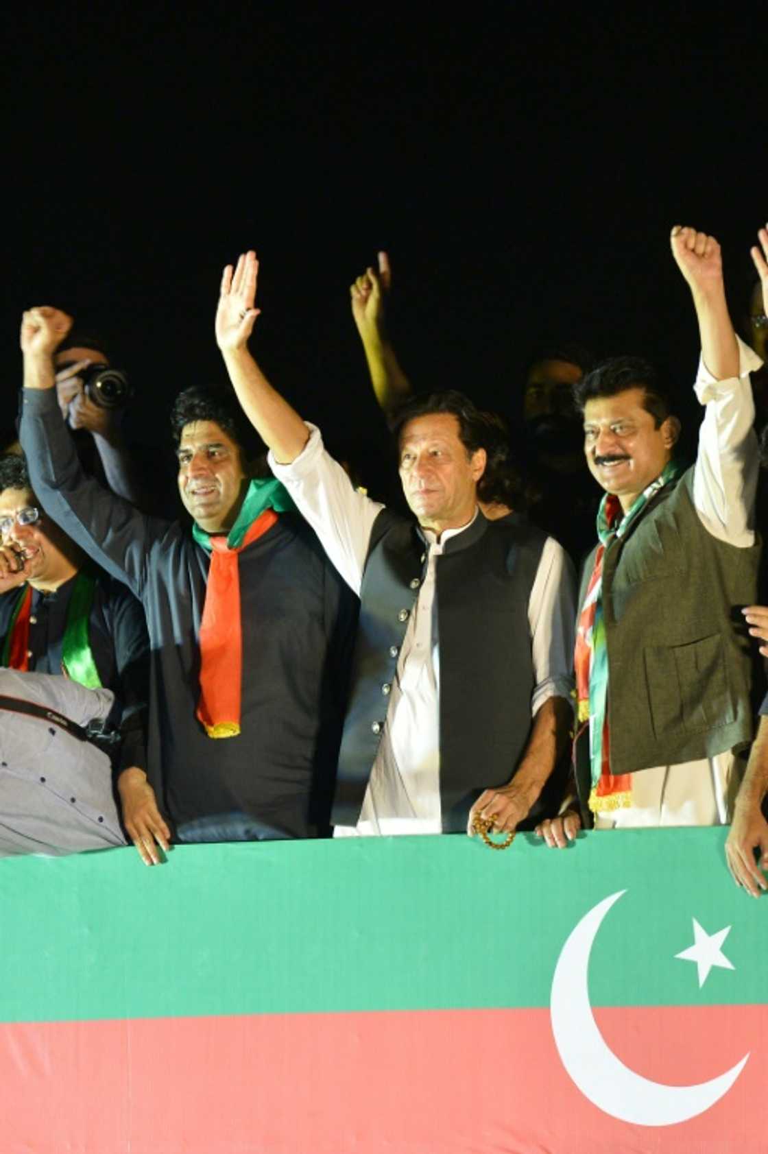 Former Pakistan prime minister Imran Khan (centre) at a rally in the capital over the weekend Former Pakistan prime minister Imran Khan (centre) at a rally in the capital over the weekend