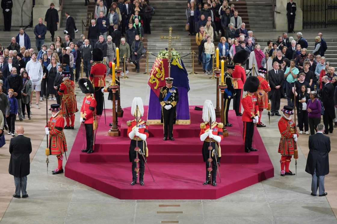 Charles led his siblings, Princess Anne, Prince Andrew and Prince Edward, in a vigil at their mother's coffin
