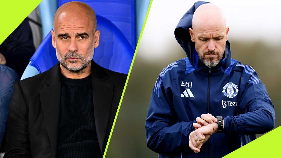 Pep Guardiola has sent a thinly veiled message to Erik ten Hag as concerns grow over the latter's future at Manchester United. Photos by Christian Bruna and Charlotte Tattersall.