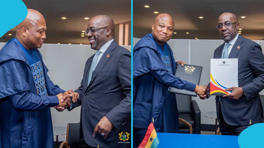 Minister for Foreign Affairs, Samuel Okudzeto Ablakwa, poses with H.E. E.P. Chet Greene, Antigua and Barbuda, after signing a new visa waiver. Photo credit: @Samuel Okudzeto Ablakwa. Minister for Foreign Affairs, Samuel Okudzeto Ablakwa, poses with H.E. E.P. Chet Greene, Antigua and Barbuda, after signing a new visa waiver. Photo credit: @Samuel Okudzeto Ablakwa.
