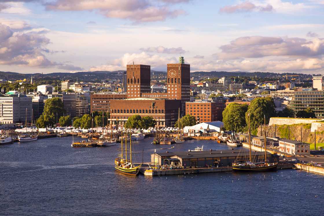 View of Oslo City Hall, Harbour and Skyline