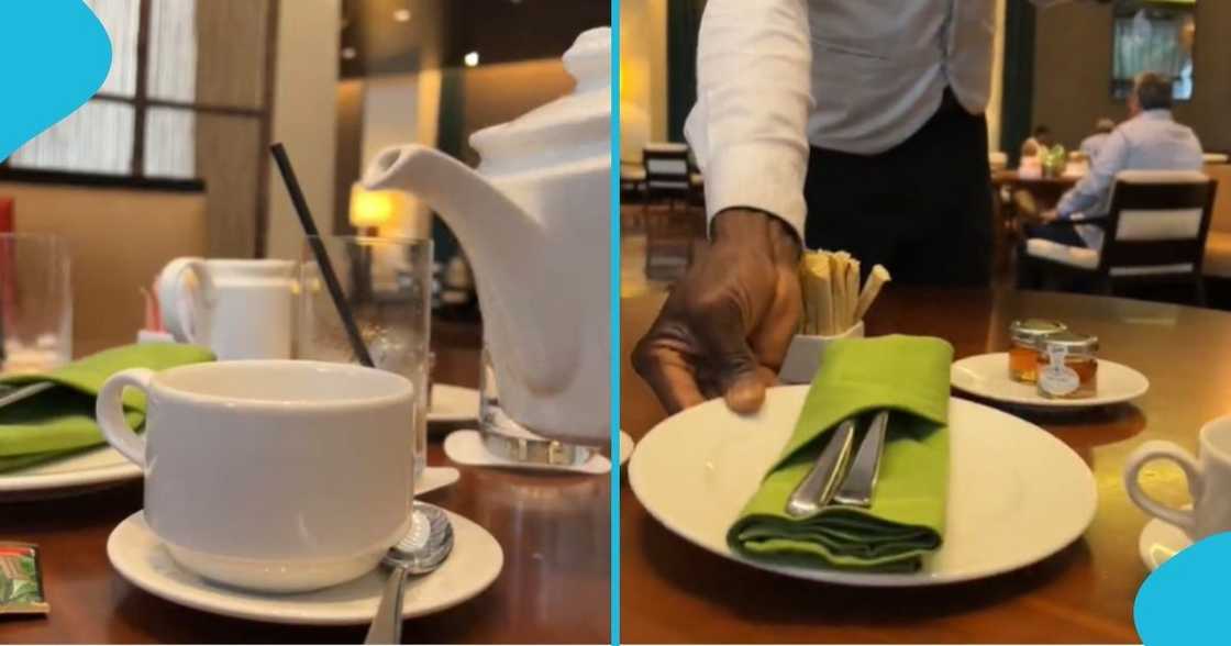 Ghanaian lady buys tea for GH¢1K at Kempinski, video trends: "Most expensive tea In Ghana"