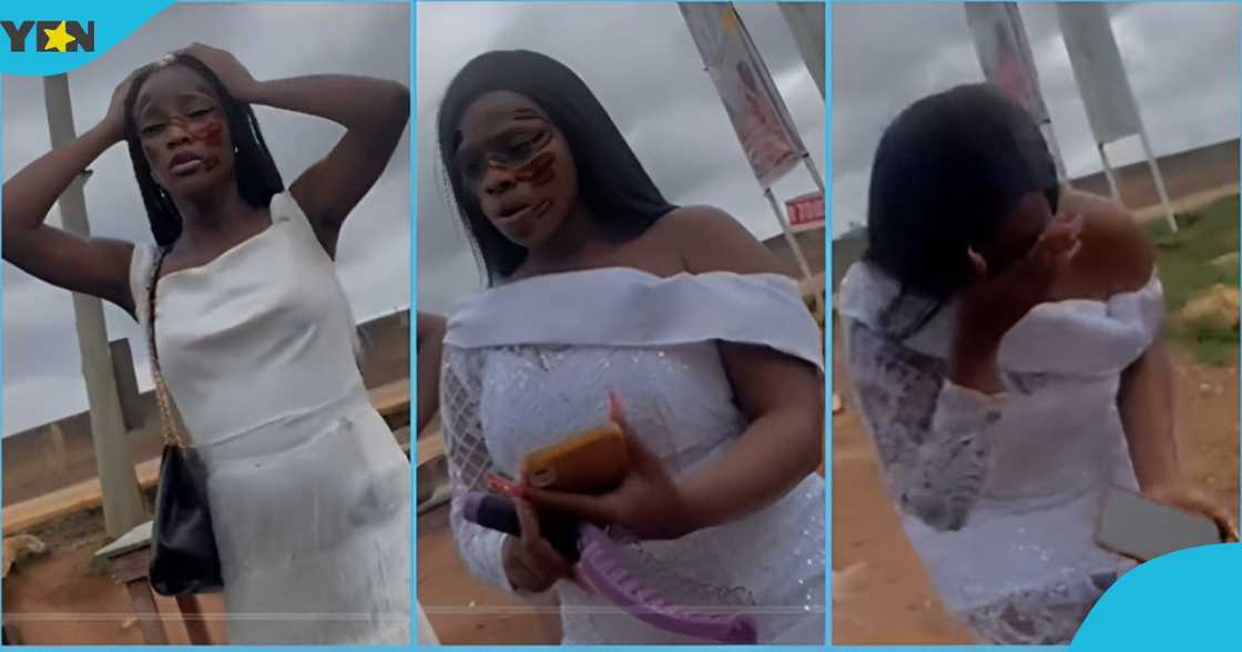 Photo of three Ghanaian ladies who are astonished after SHS's mate pranks them with a fake wedding. Photo of three Ghanaian ladies who are astonished after SHS's mate pranks them with a fake wedding.