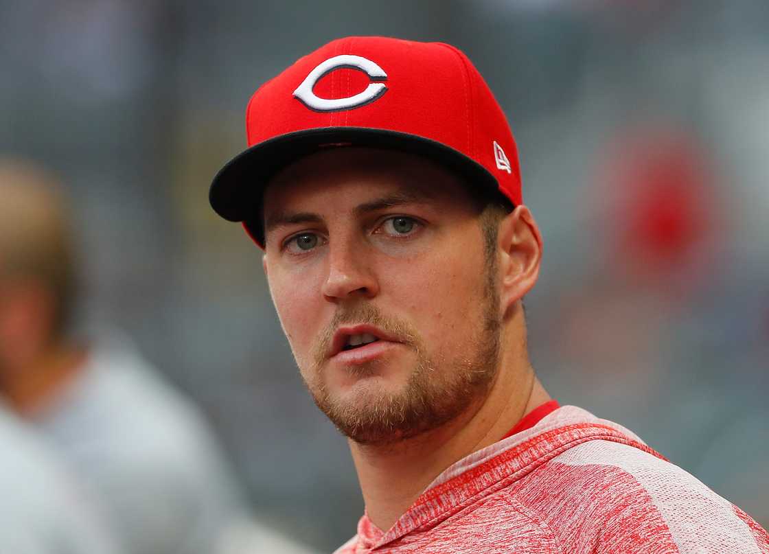 Trevor Bauer looks on during the second inning against the Atlanta Braves