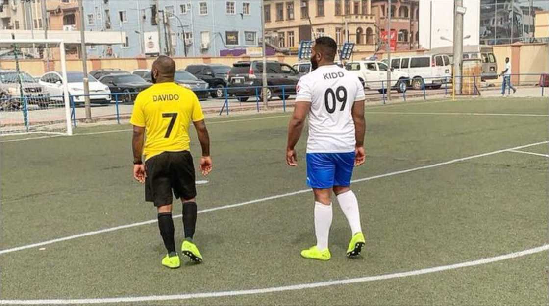 Davido tackles Laycon and Zlatan as Mayorkun, May D, other music stars storm Lagosfor epic football match Davido tackles Laycon and Zlatan as Mayorkun, May D, other music stars storm Lagosfor epic football match