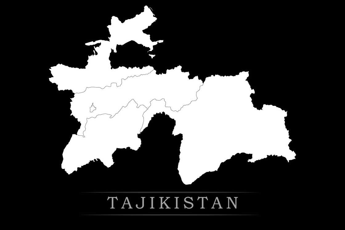 Administrative divisions map of Tajikistan