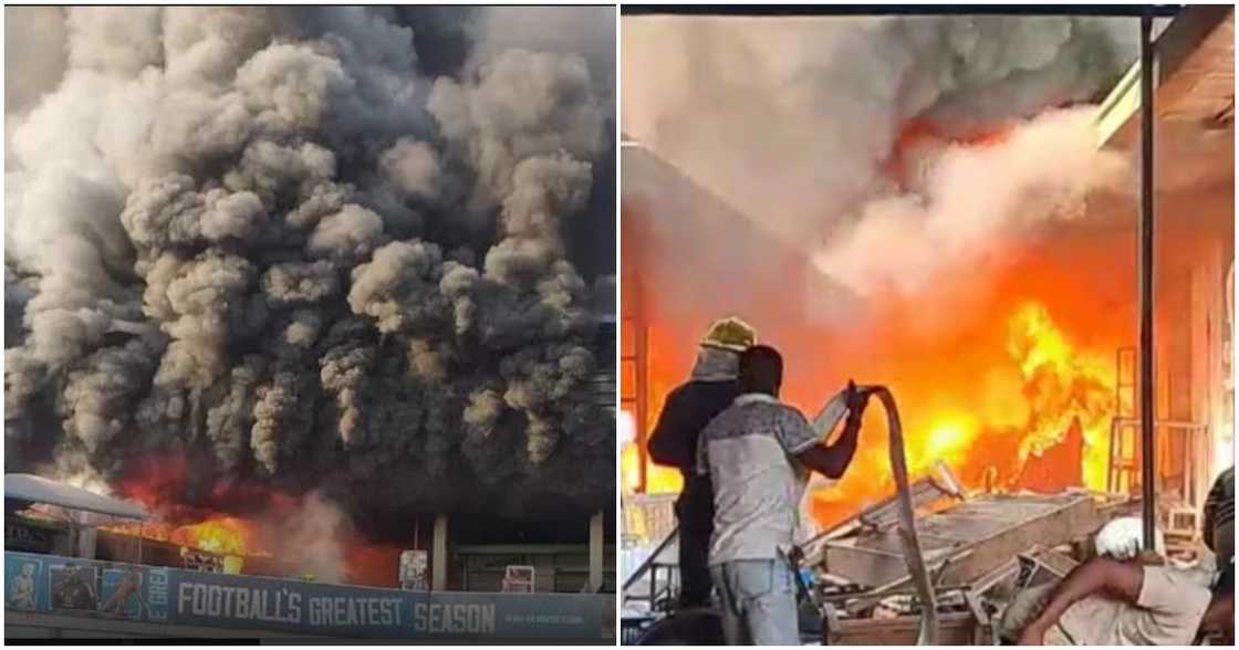 The Kejetia Market was engulfed by fire on Wednesday, destroying properties and goods. The Kejetia Market was engulfed by fire on Wednesday, destroying properties and goods.