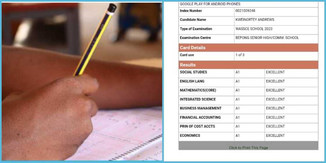 WASSCE 2023: Ghanaian SHS Student Earns Perfect Score In Final Exams "Straight A's"