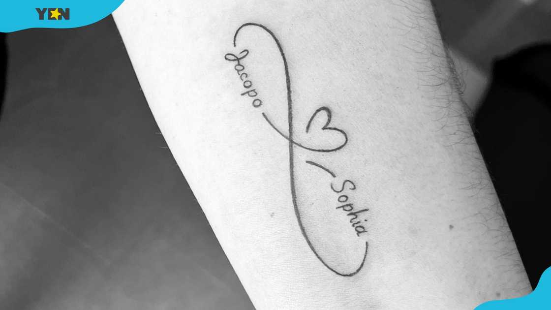 Heart-themed infinity tattoo