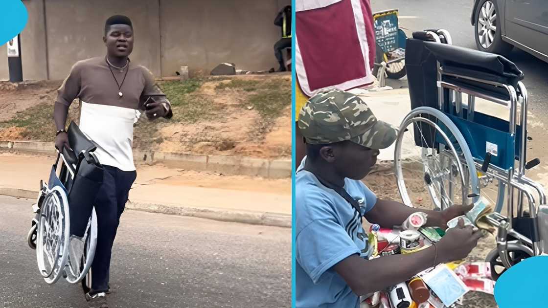 Ghanaian content creator, physically challenged, street hawker, donation, wheelchair, money, Accra. Ghanaian content creator, physically challenged, street hawker, donation, wheelchair, money, Accra.