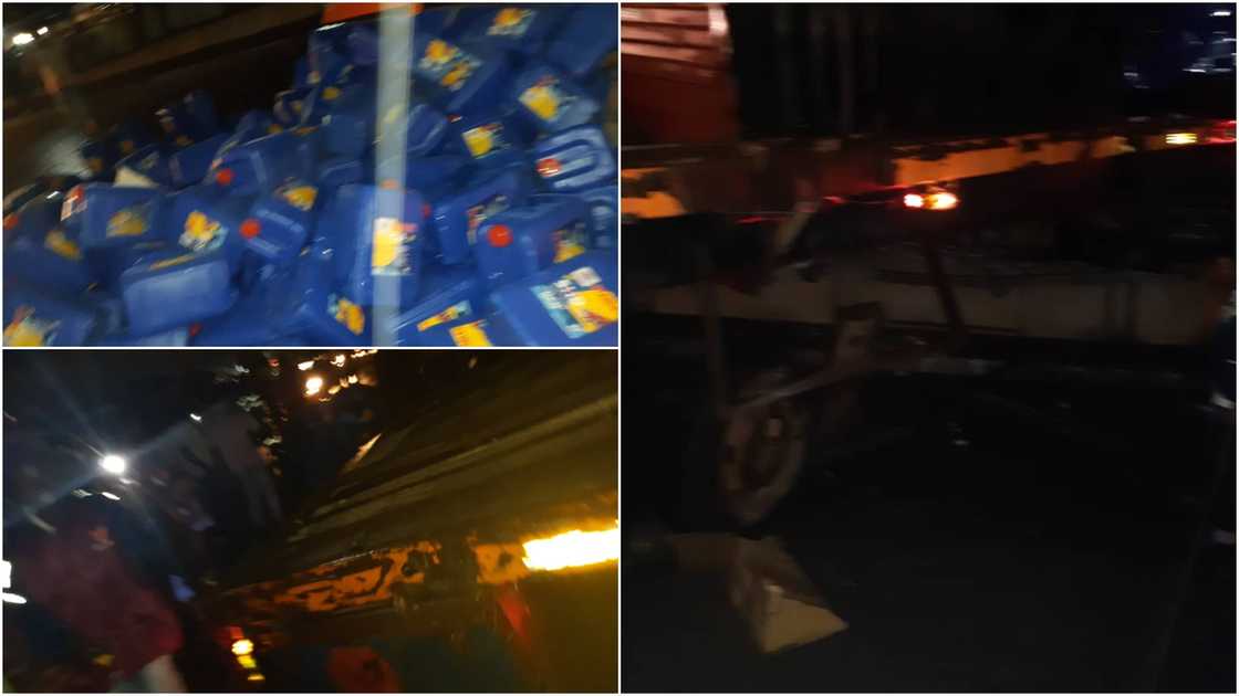 Accra rains: Articulator truck somersaults at Nkrumah Circle Overpass Accra rains: Articulator truck somersaults at Nkrumah Circle Overpass