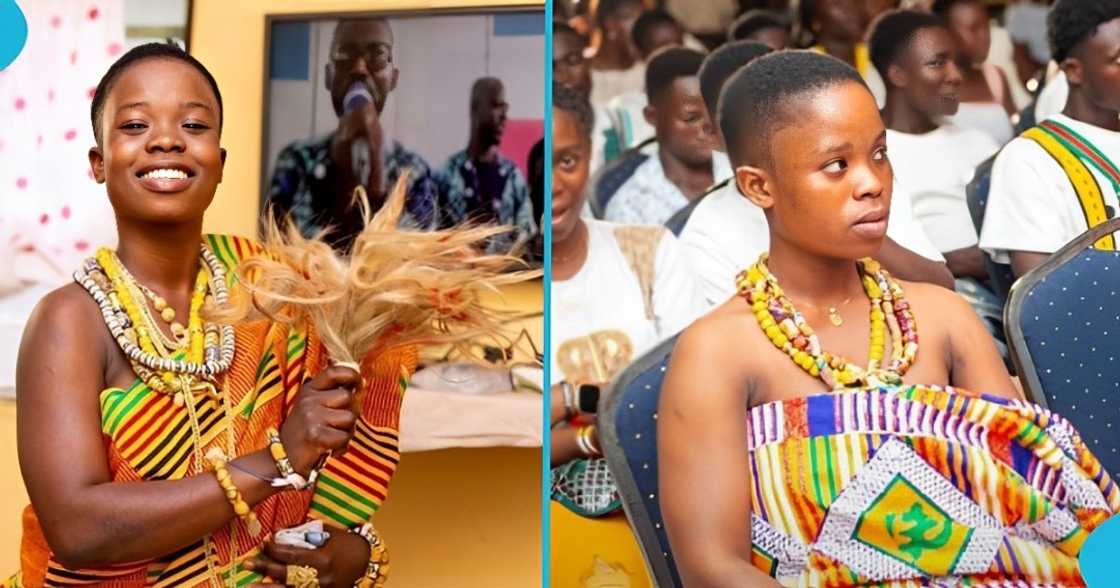 Ghanaian girl, youngest Queen mother, enstooled, Nzema Landm Western Region Ghanaian girl, youngest Queen mother, enstooled, Nzema Landm Western Region