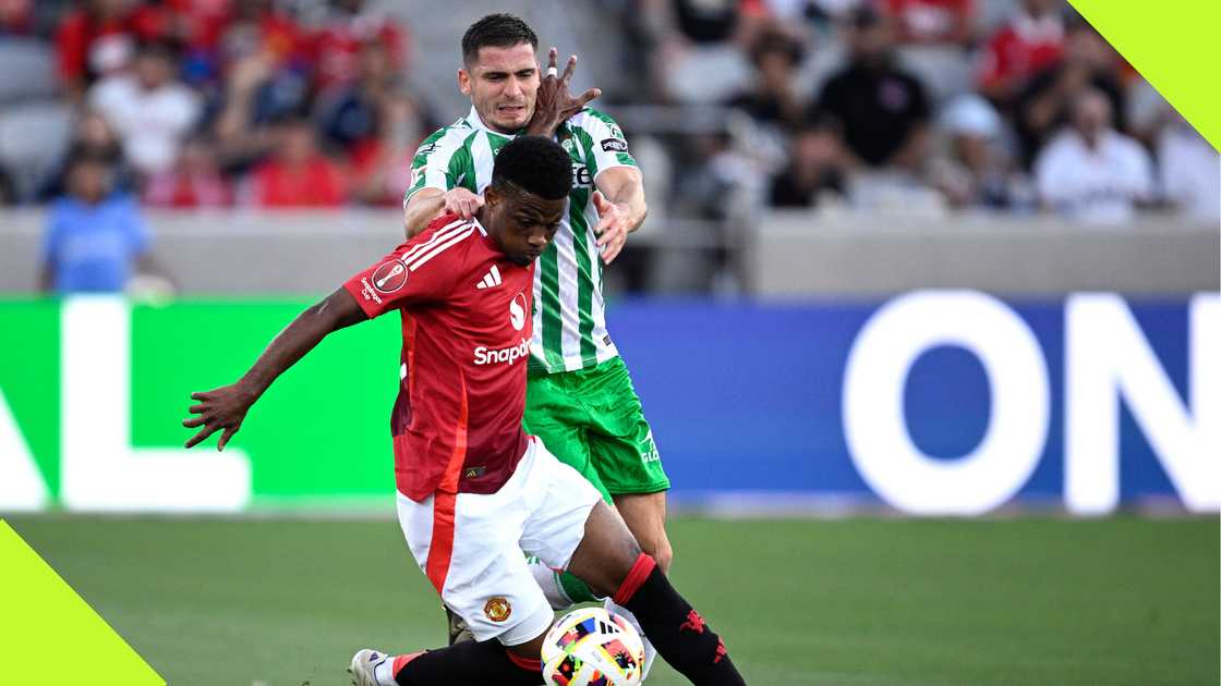 Manchester United talent Amad Diallo on the pitch against Real Betis. Manchester United talent Amad Diallo on the pitch against Real Betis.