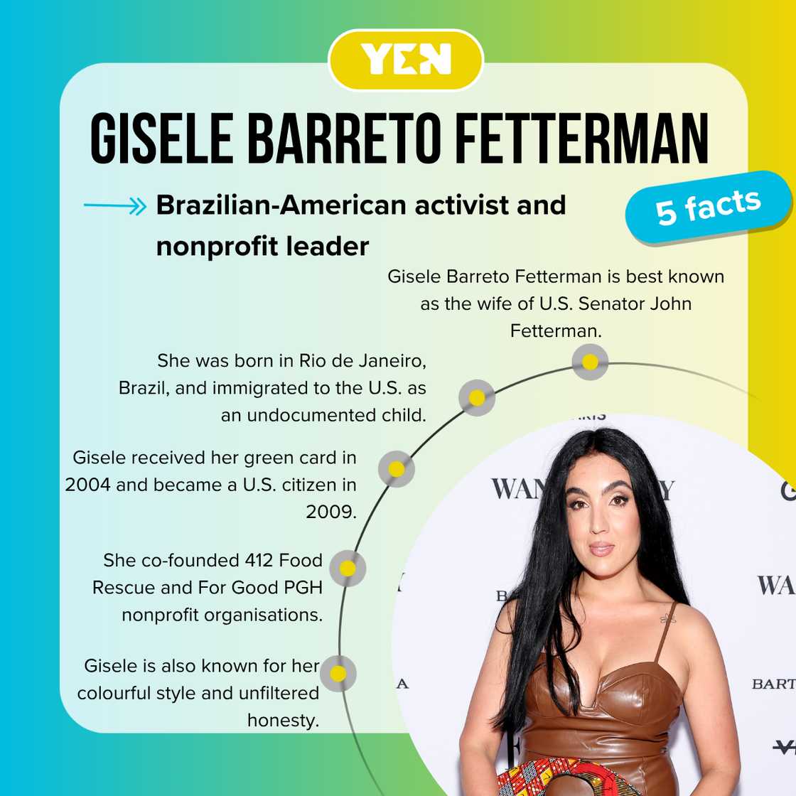 Fast facts about John Fetterman's wife, Gisele Barreto Fetterman.