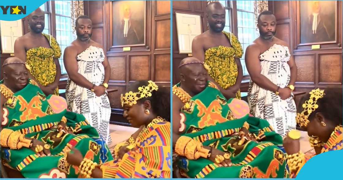 Photo of Dentaa Amoateng paying homage to Otumfuo at Akwasidae in the UK.