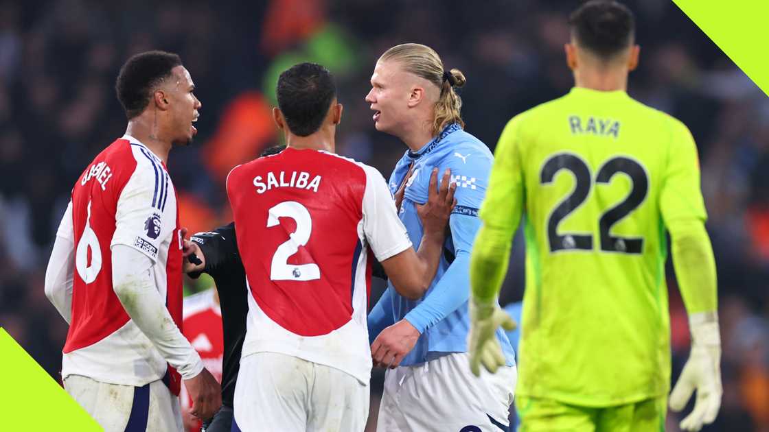 Erling Haaland had a brawl with Gabriel Magalhaes following the end of Manchester City's 2-2 draw with Arsenal.