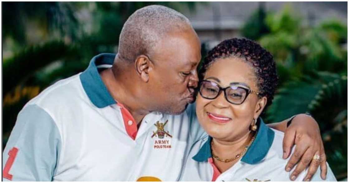 Former president Mahama shows affection towards his wife