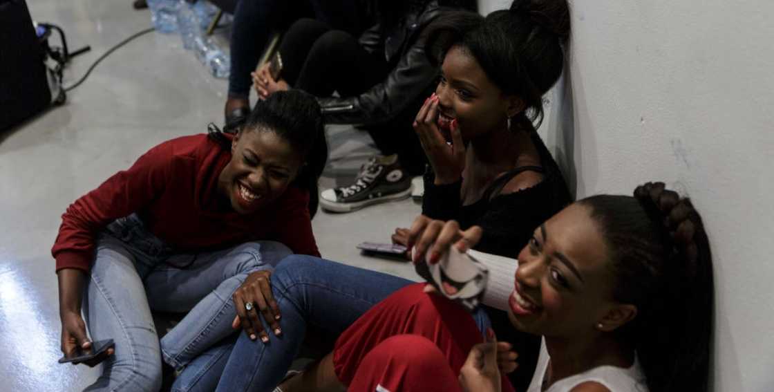 Beautiful ladies laughing