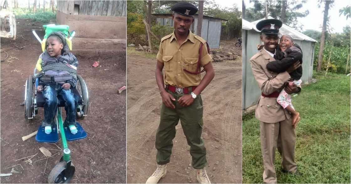Policeman warms Kenyans' hearts after posting emotional video with disabled son Policeman warms Kenyans' hearts after posting emotional video with disabled son