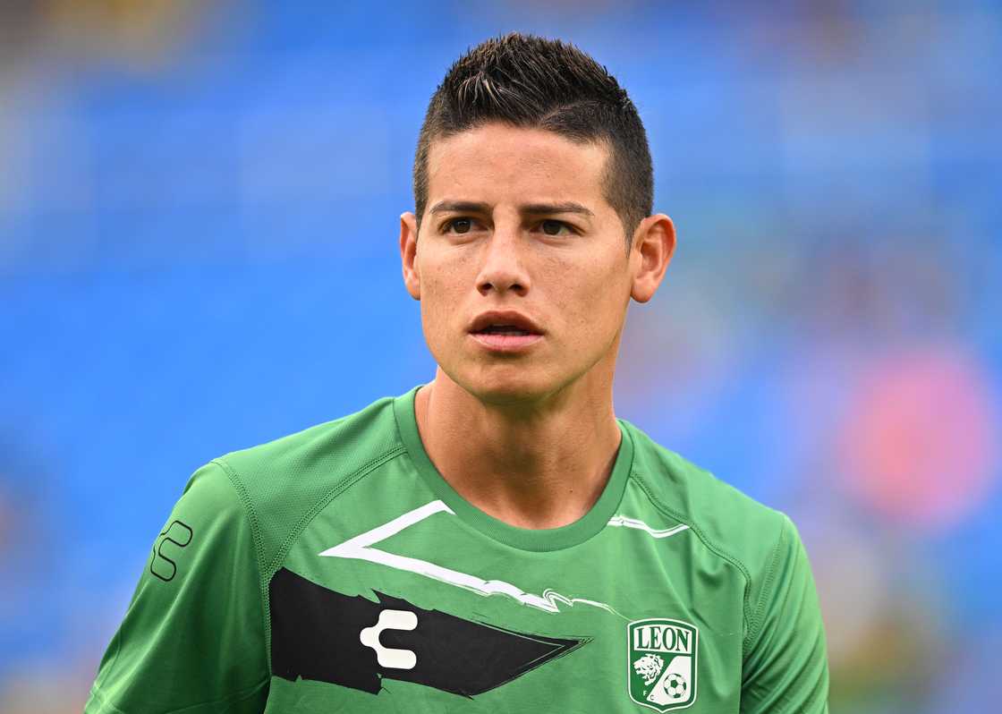 James Rodríguez #10 of Club León FC looks on during warm-up James Rodríguez #10 of Club León FC looks on during warm-up