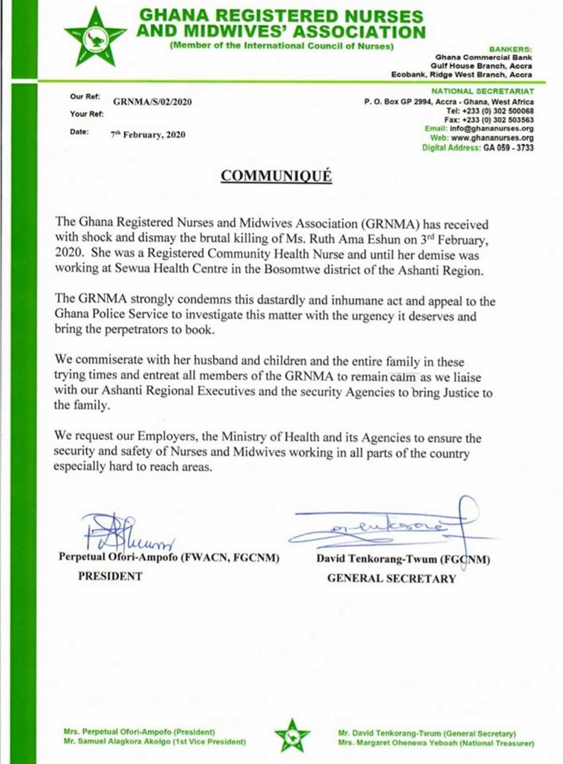 Ruth Eshun: Ghanaian nurse killed near Kumasi by suspected rapists Ruth Eshun: Ghanaian nurse killed near Kumasi by suspected rapists