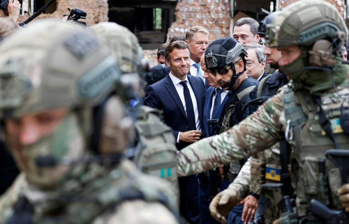 French President Emmanuel Macron travelled to Kyiv on Thursday for the first time since the war began in Ukraine. French President Emmanuel Macron travelled to Kyiv on Thursday for the first time since the war began in Ukraine.