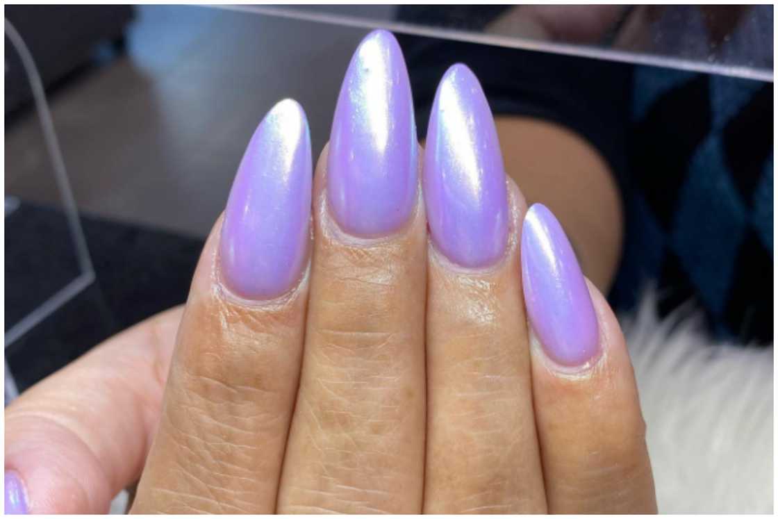 Lavender chrome nails