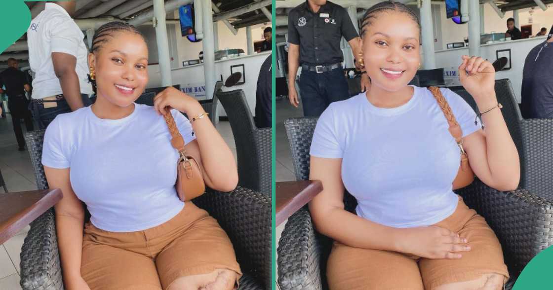 Lady who is an amputee shares photos online. Lady who is an amputee shares photos online.