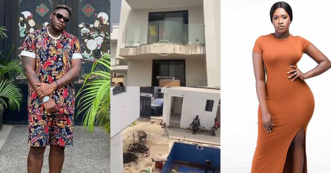 Fella Makafui and Medikal inspect new mansion they are building (video)