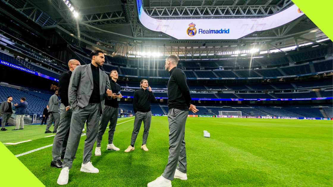 Borussia Dortmund players accessed the Santiago Bernabeu pitch ahead of their Champions League clash with Real Madrid but did not train on the turf. Borussia Dortmund players accessed the Santiago Bernabeu pitch ahead of their Champions League clash with Real Madrid but did not train on the turf.