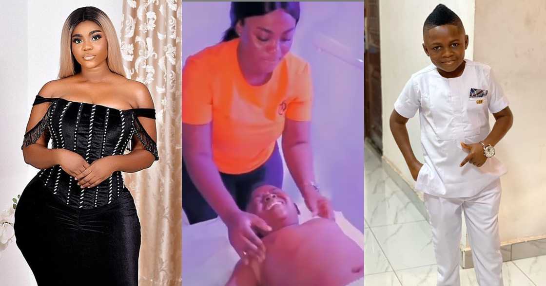 Vivian Okyere massages Yaw Dabo