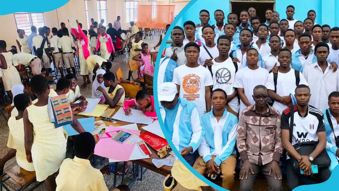 Bowiri Community Day School students during an abuse sensitisation conference and Busunya Senior High students with their headmaster Bowiri Community Day School students during an abuse sensitisation conference and Busunya Senior High students with their headmaster