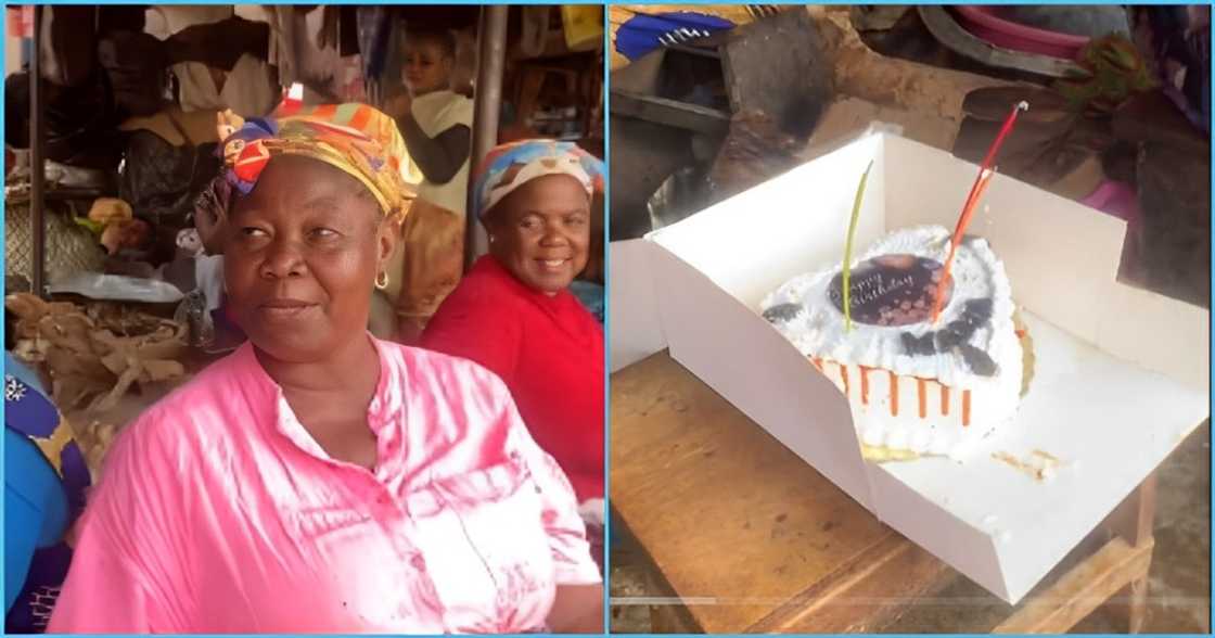 Photo of a Ghanaian woman and a birthday cake Photo of a Ghanaian woman and a birthday cake