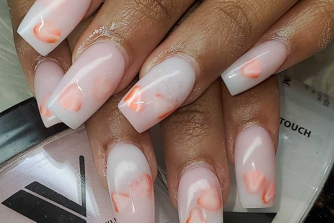 White nails with design