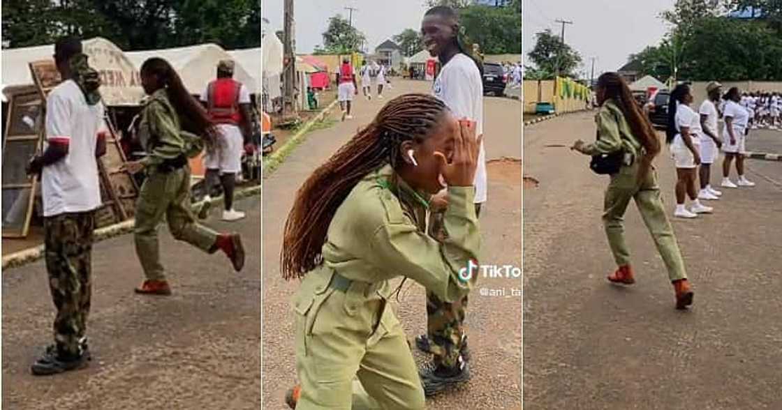 Lady dances for soldier, Nysc camp Lady dances for soldier, Nysc camp
