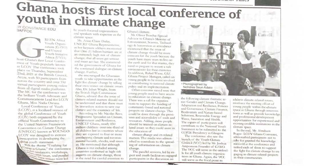 Publication in Ghanaian Times Newspaper Publication in Ghanaian Times Newspaper