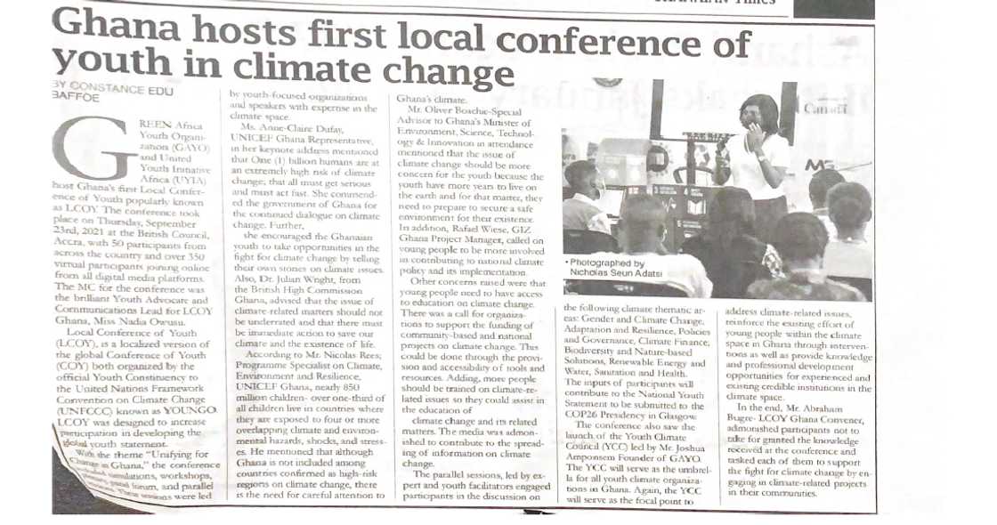 Publication in Ghanaian Times Newspaper