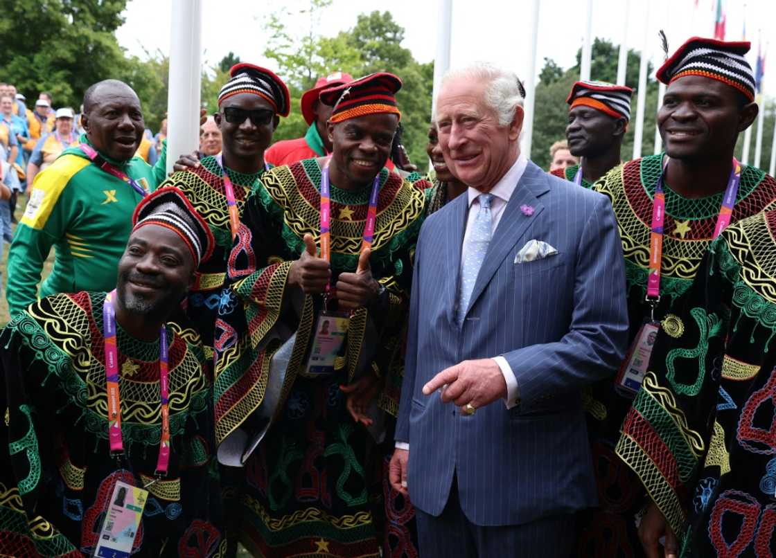 Charles posed with athletes and members of the Cameroon team on the eve of the 2022 Commonwealth Games Charles posed with athletes and members of the Cameroon team on the eve of the 2022 Commonwealth Games