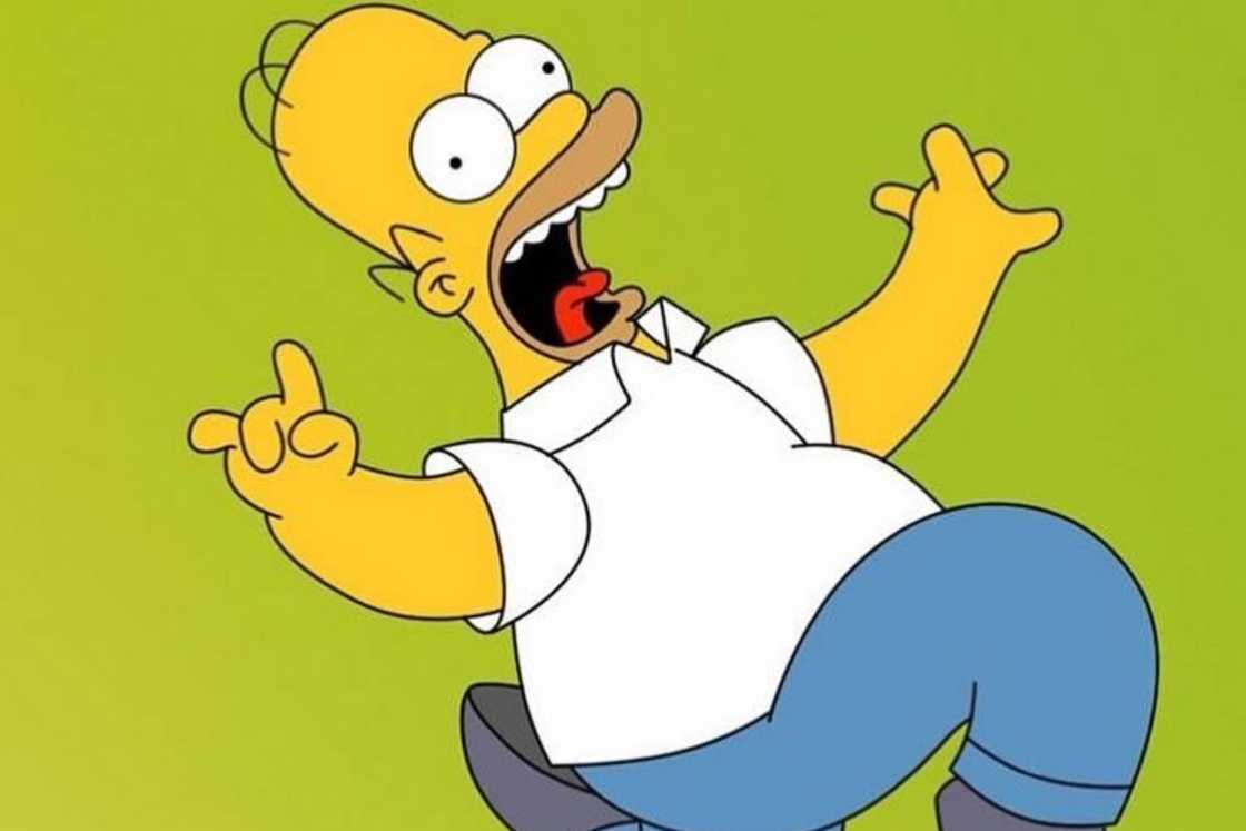 Homer Simpson is cheering in the field